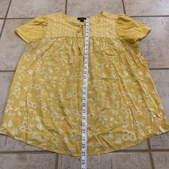 💜 Dalia Yellow Floral & Geometric Babydoll Top XXL - Picture 7 of 7